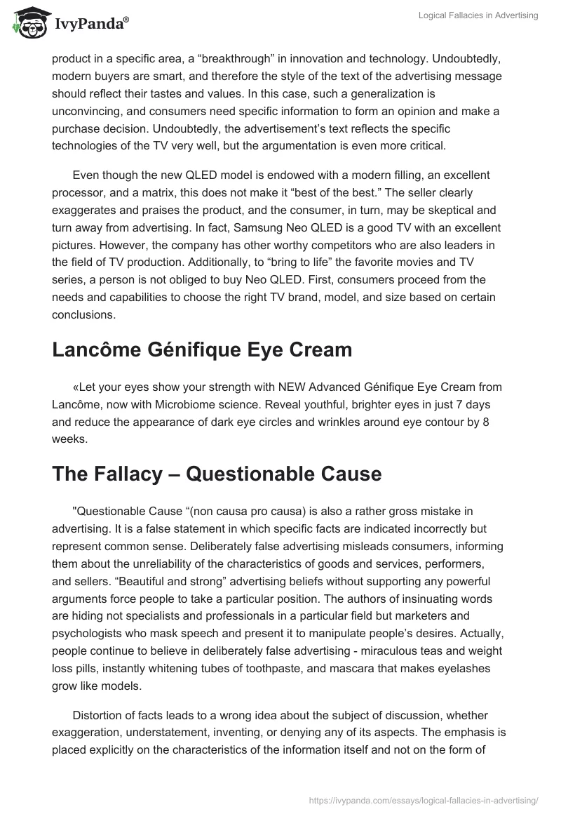 Logical Fallacies in Advertising. Page 2