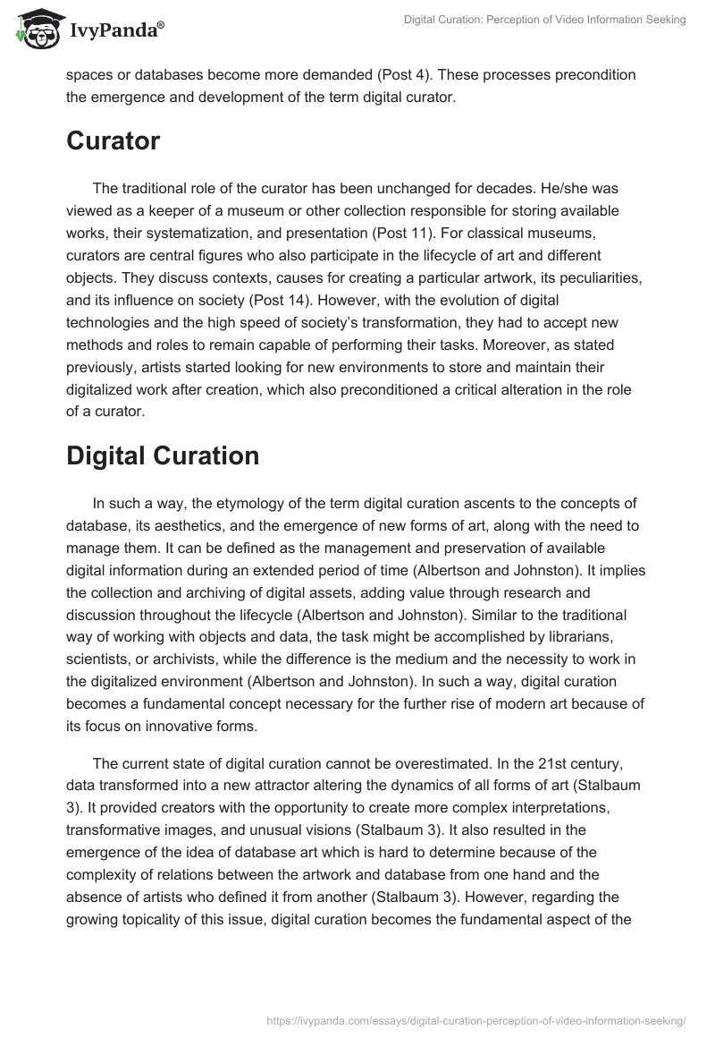 Digital Curation: Perception of Video Information Seeking. Page 3