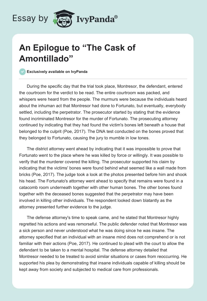 An Epilogue to “The Cask of Amontillado”. Page 1