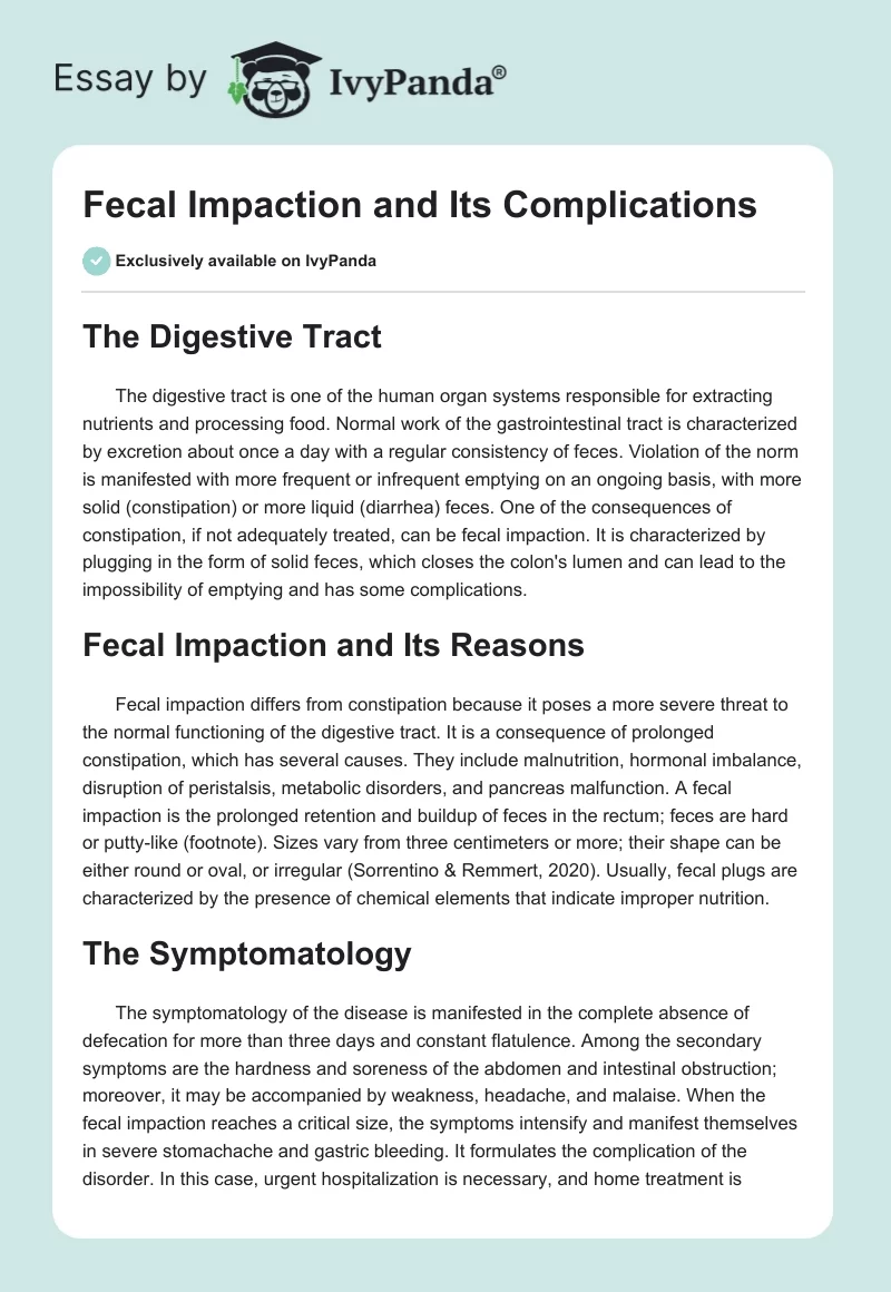 Fecal Impaction and Its Complications. Page 1