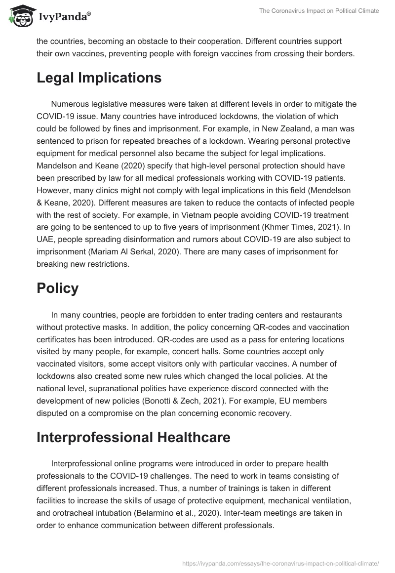 The Coronavirus Impact on Political Climate. Page 2