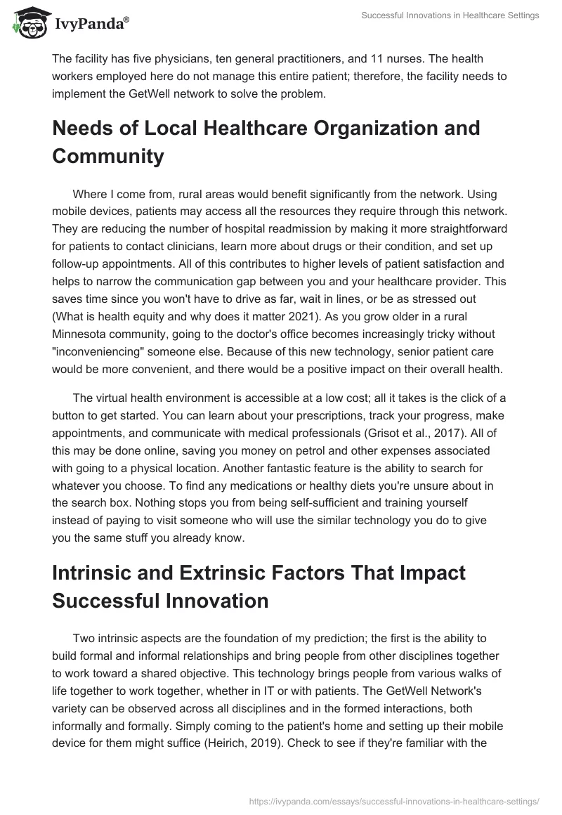 Successful Innovations in Healthcare Settings. Page 2