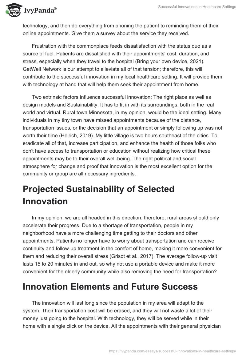 Successful Innovations in Healthcare Settings. Page 3