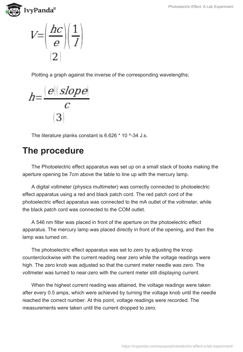 Photoelectric Effect: A Lab Experiment. Page 2