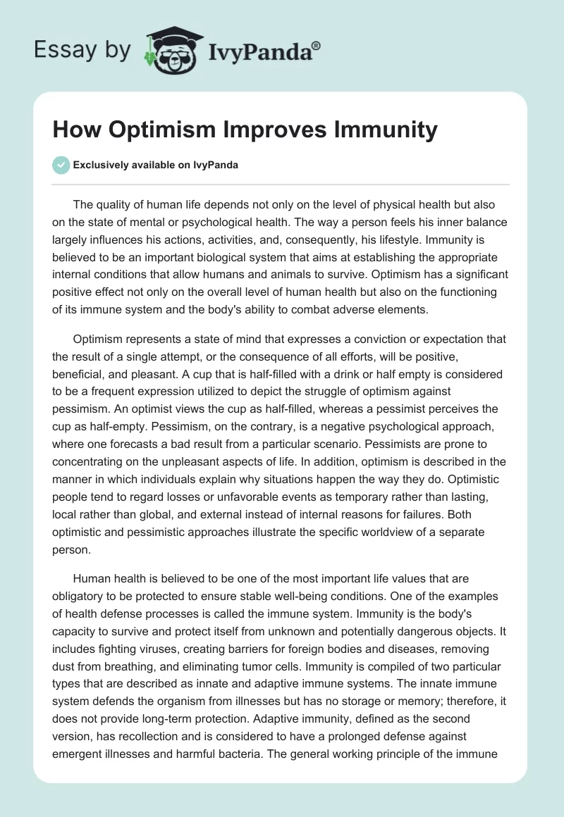 How Optimism Improves Immunity. Page 1