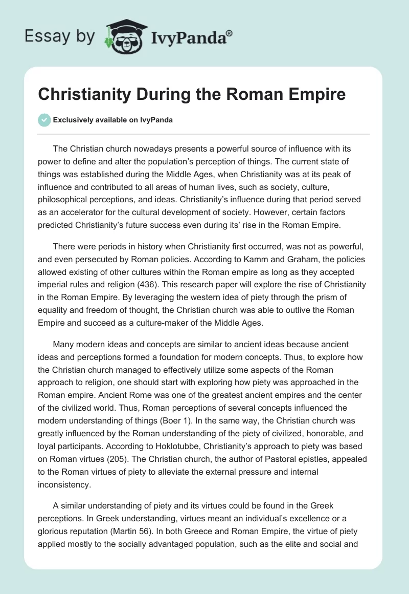 Christianity During the Roman Empire. Page 1