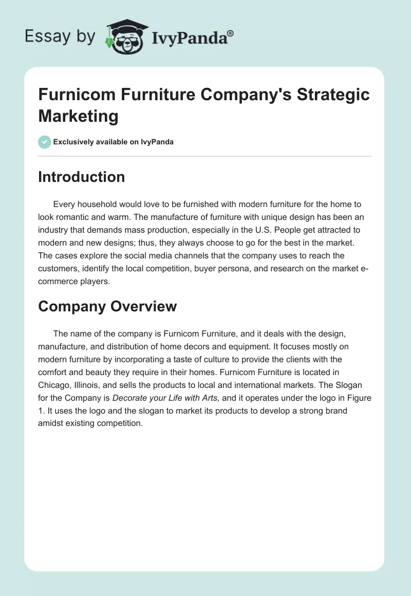 Furnicom Furniture Company's Strategic Marketing. Page 1
