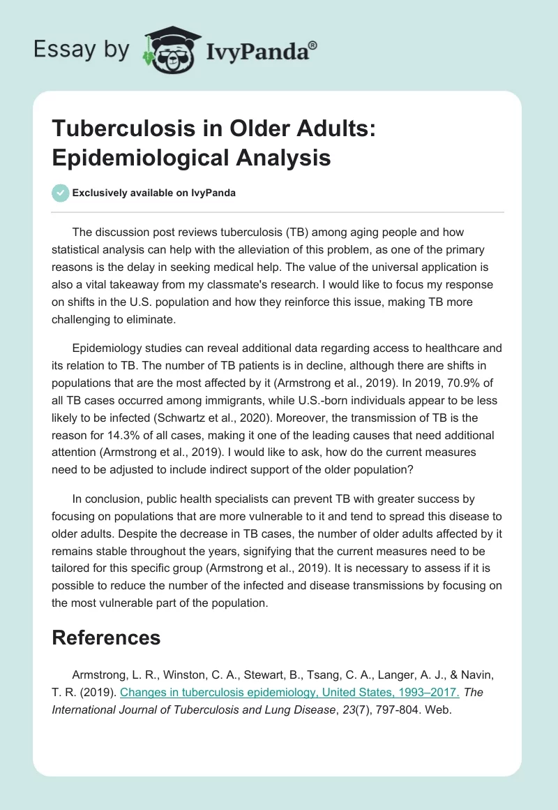 Tuberculosis in Older Adults: Epidemiological Analysis. Page 1