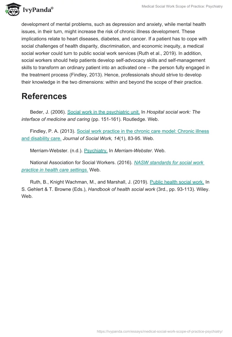 Medical Social Work Scope of Practice: Psychiatry. Page 2