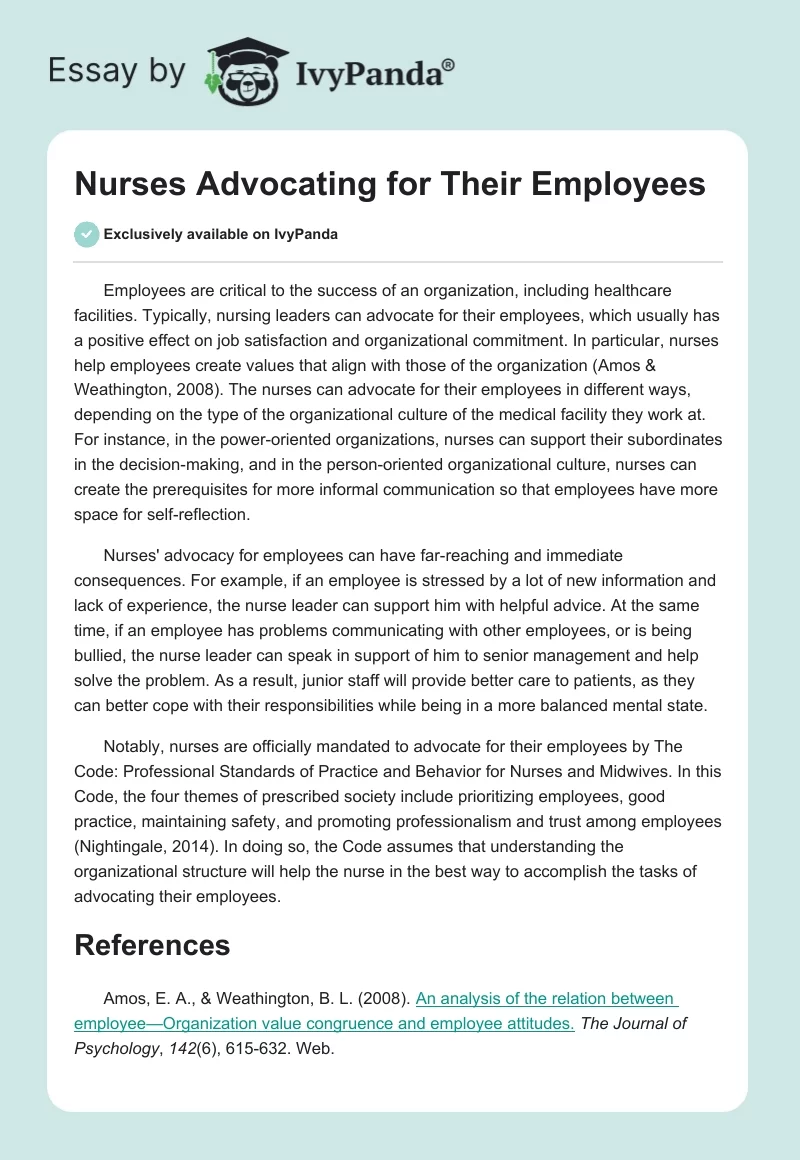 Nurses Advocating for Their Employees. Page 1