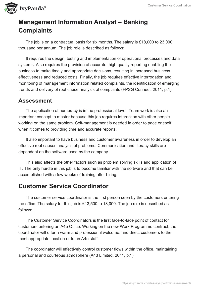 Customer Service Coordination. Page 2