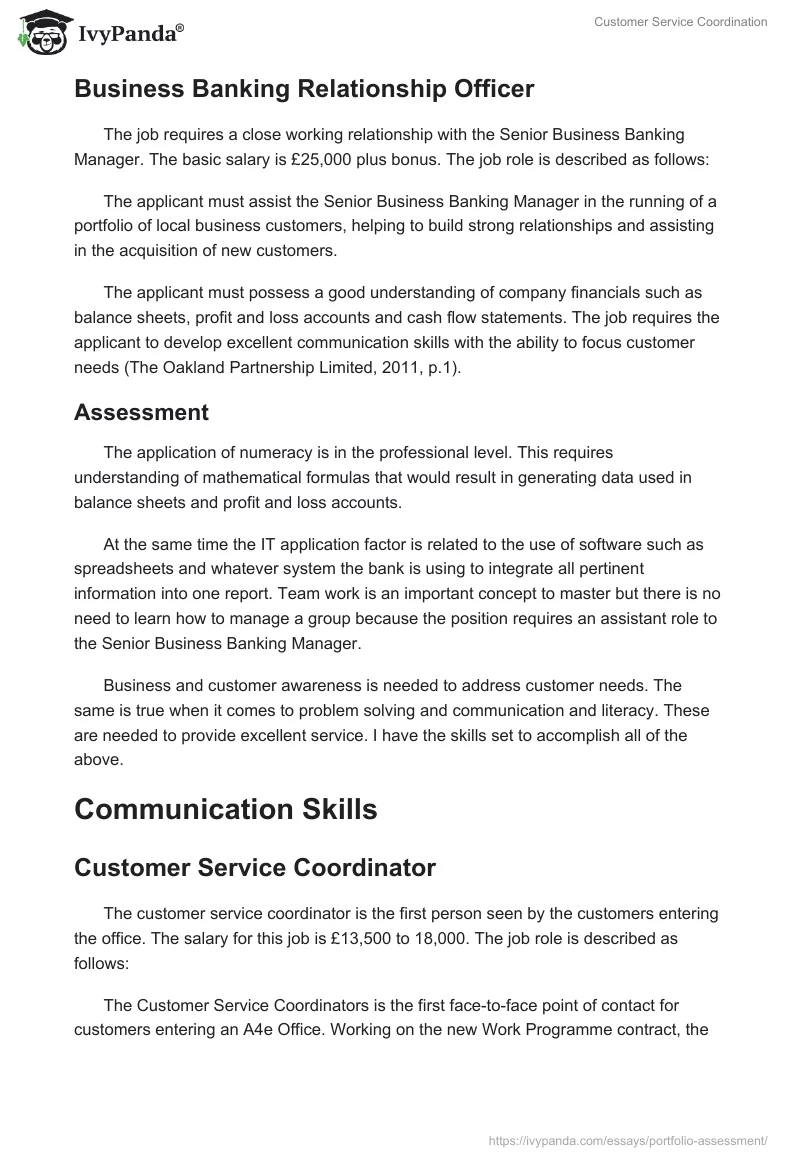 Customer Service Coordination. Page 4