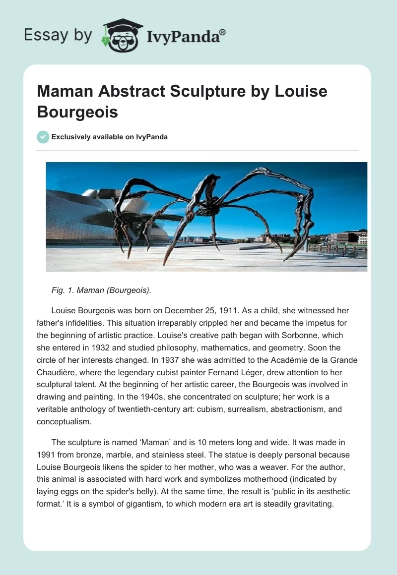 "Maman" Abstract Sculpture by Louise Bourgeois. Page 1