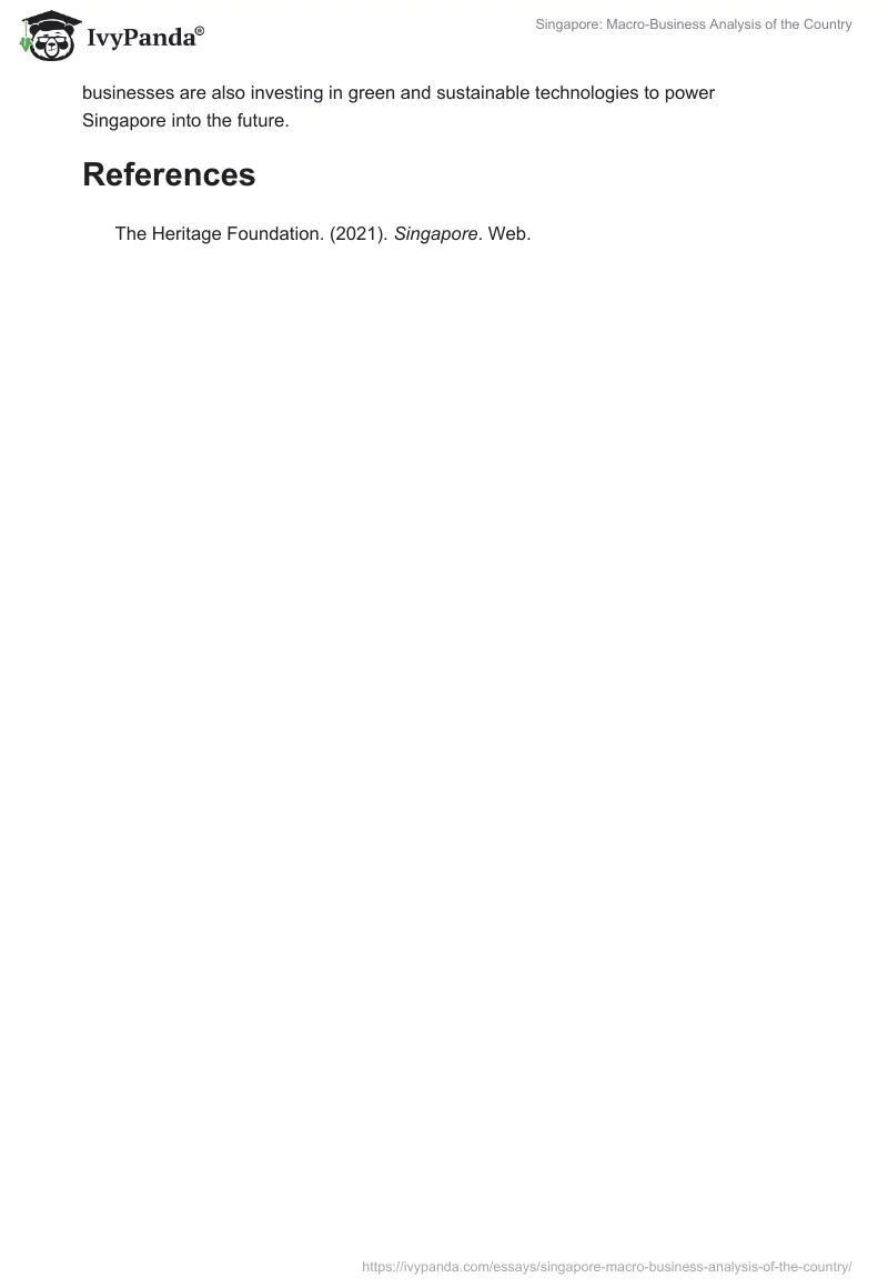 Singapore: Macro-Business Analysis of the Country. Page 2