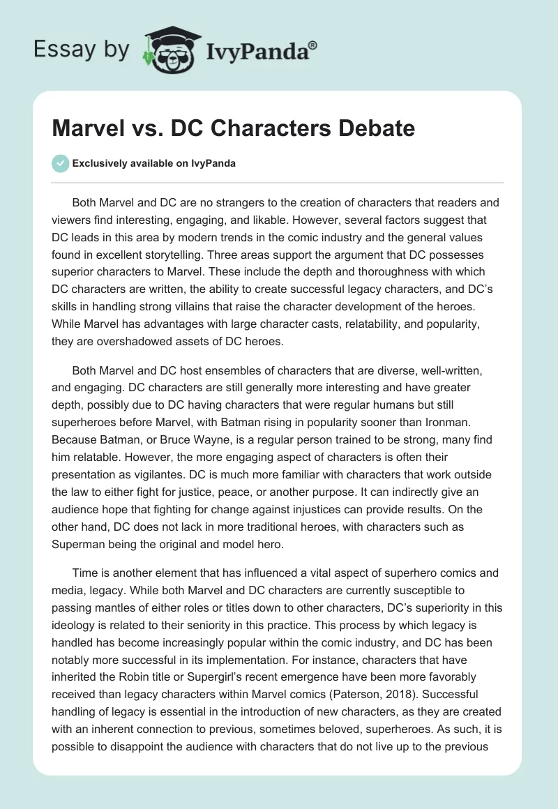 Marvel vs. DC Characters Debate. Page 1