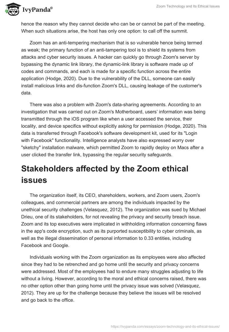 Zoom Technology and Its Ethical Issues. Page 2