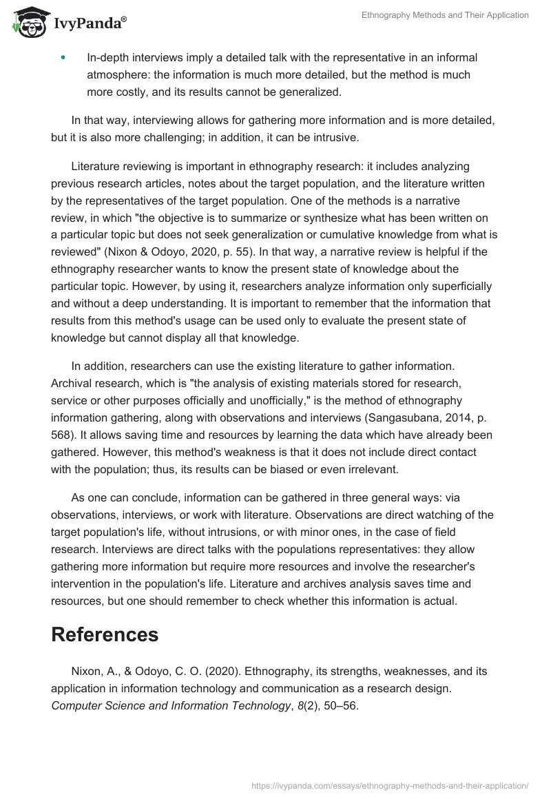 Ethnography Methods and Their Application. Page 2