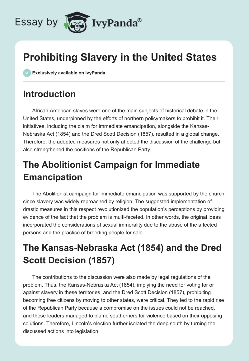Prohibiting Slavery in the United States. Page 1