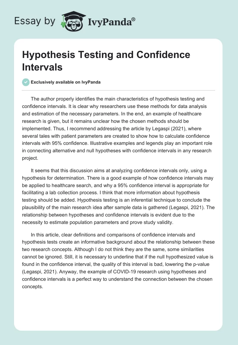 Hypothesis Testing and Confidence Intervals. Page 1
