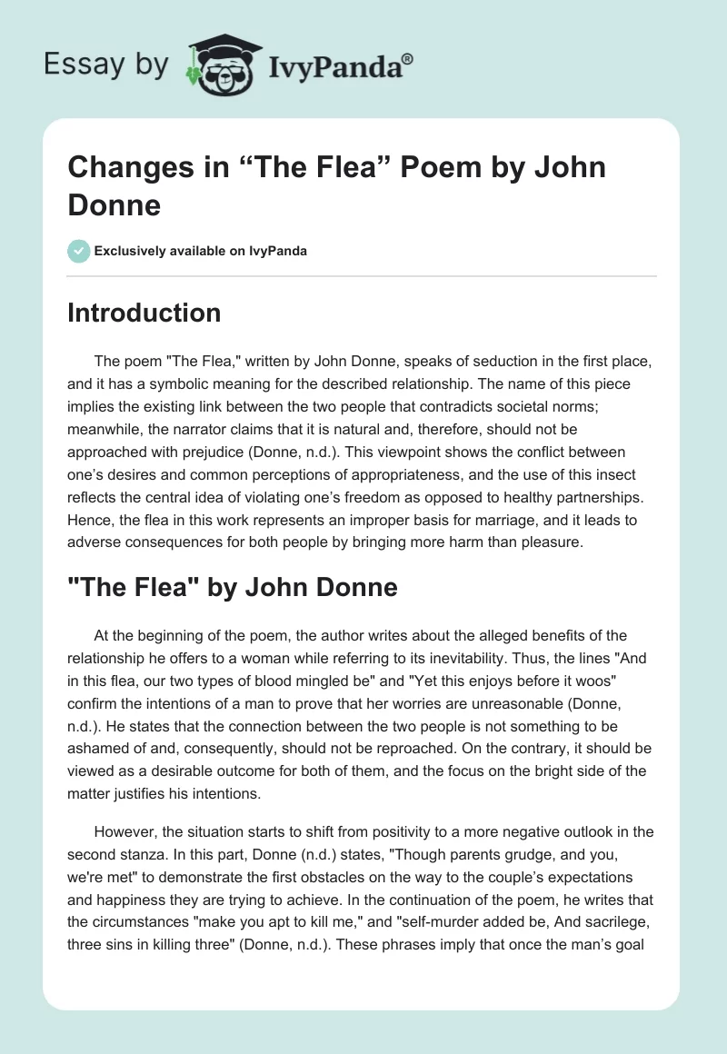 Changes in “The Flea” Poem by John Donne. Page 1