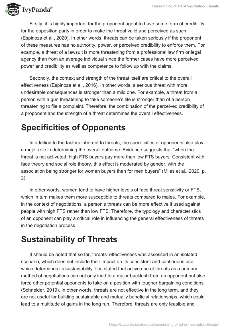 Researching of Art of Negotiation: Threats. Page 2