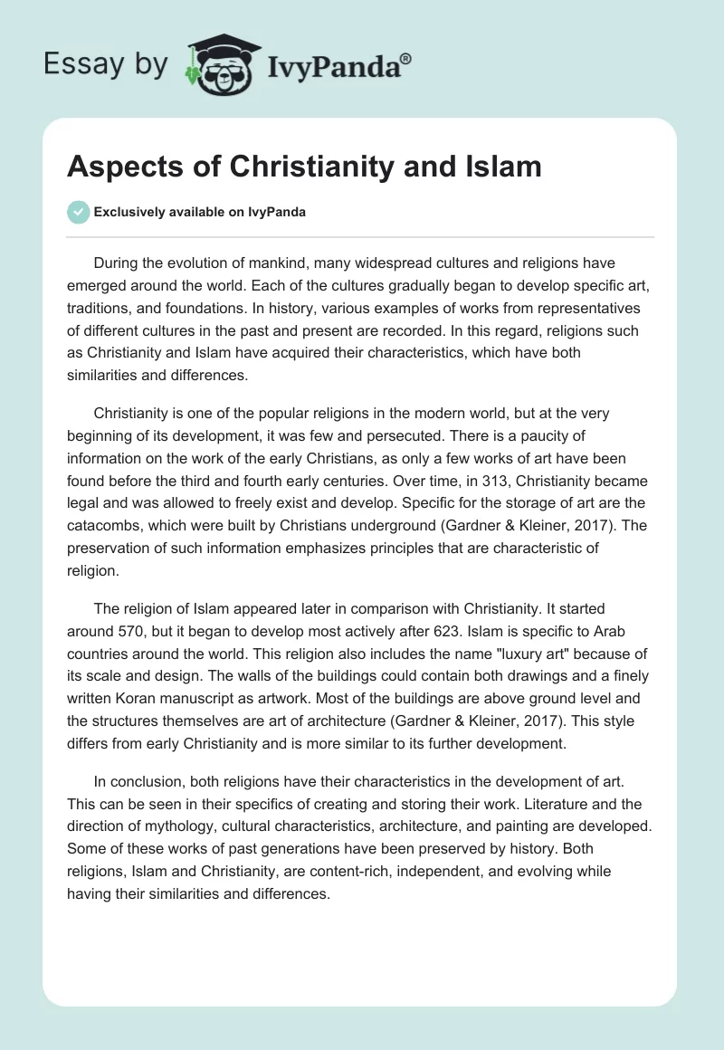 Aspects of Christianity and Islam. Page 1