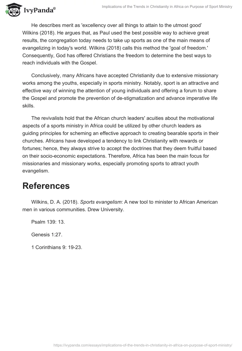 Implications of the Trends in Christianity in Africa on Purpose of Sport Ministry. Page 2