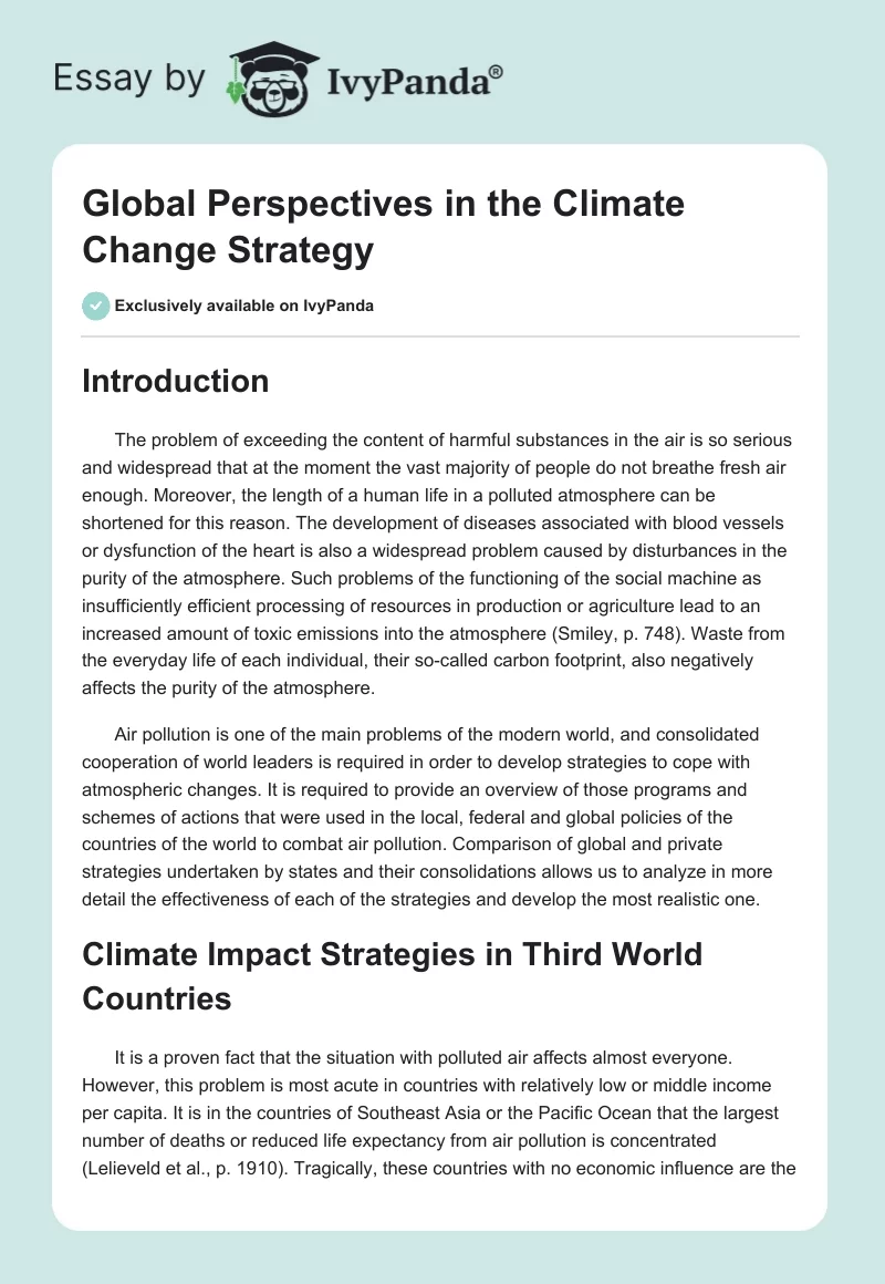 Global Perspectives in the Climate Change Strategy. Page 1