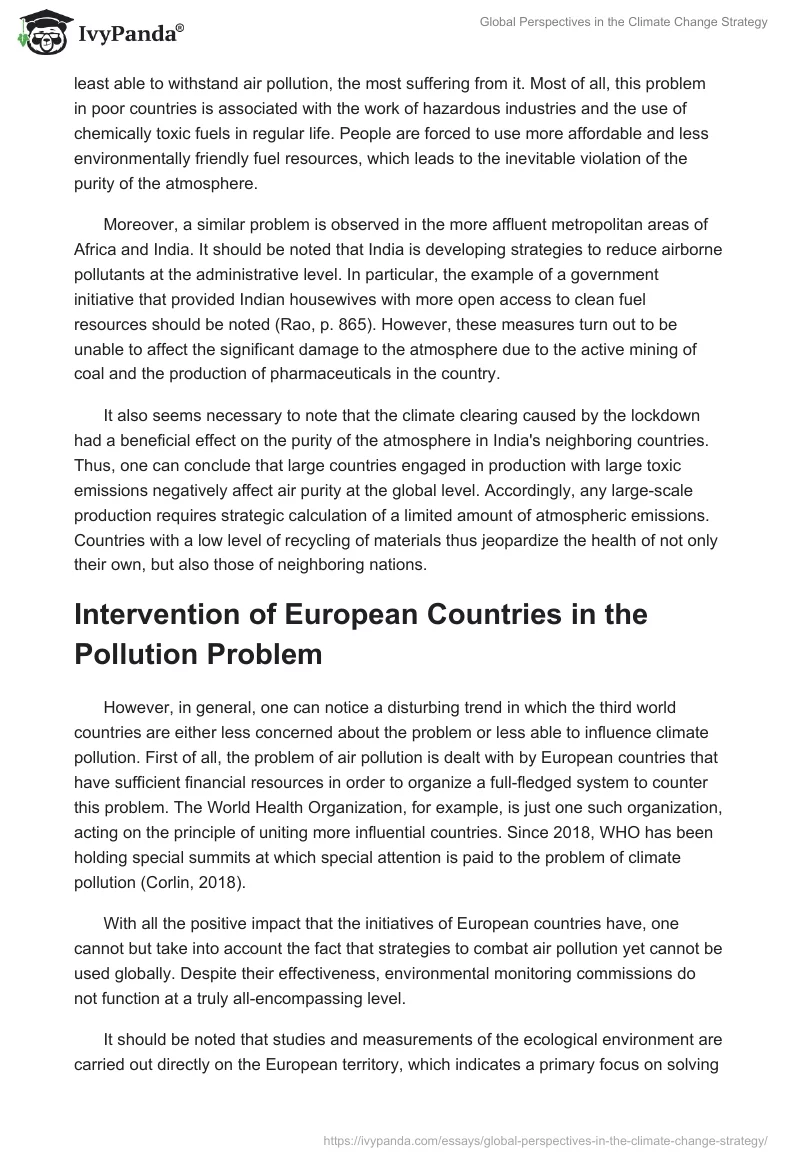 Global Perspectives in the Climate Change Strategy. Page 2