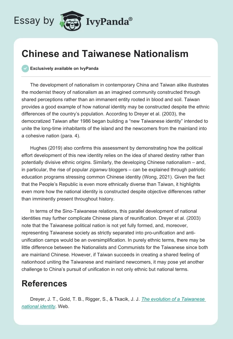 Chinese and Taiwanese Nationalism. Page 1