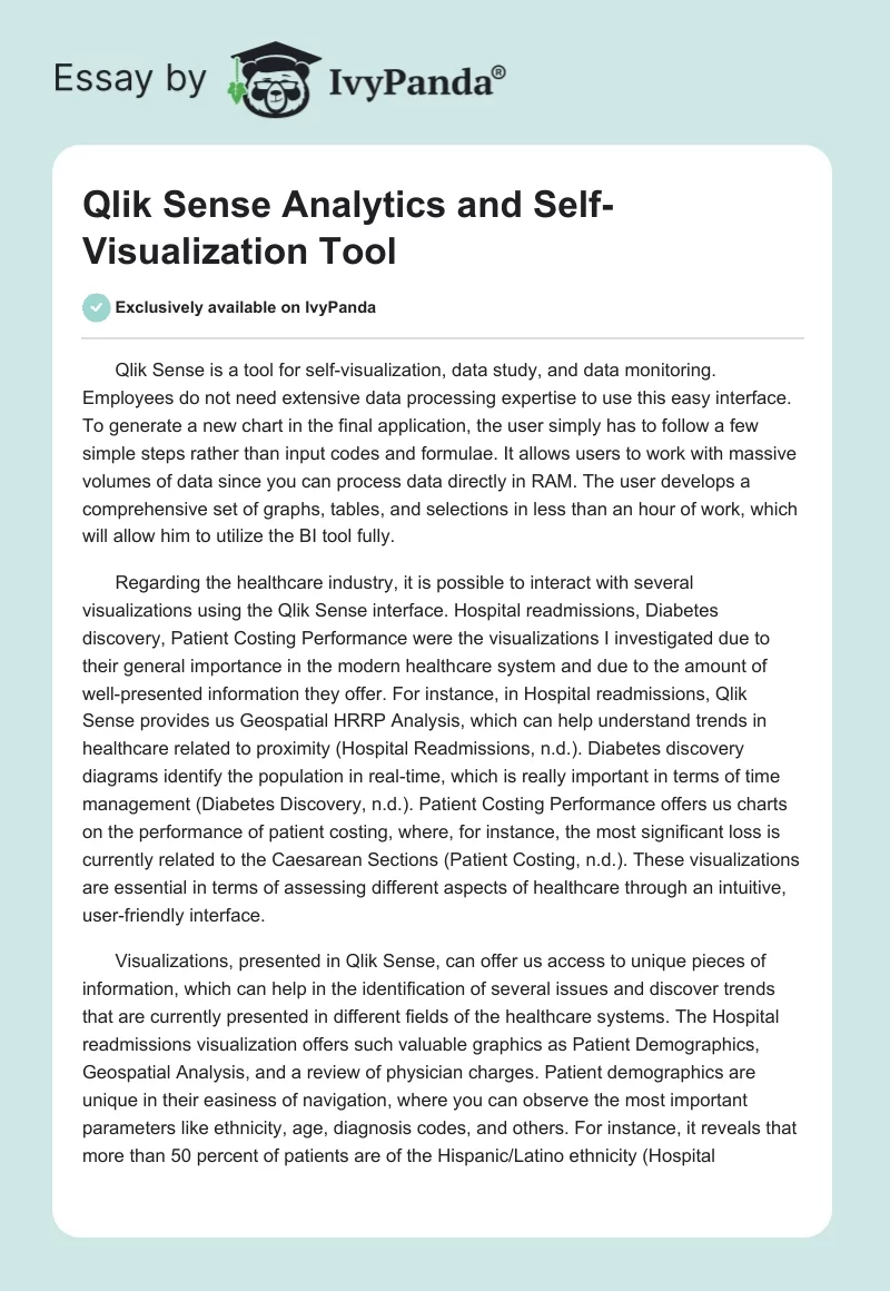 Qlik Sense Analytics and Self-Visualization Tool. Page 1