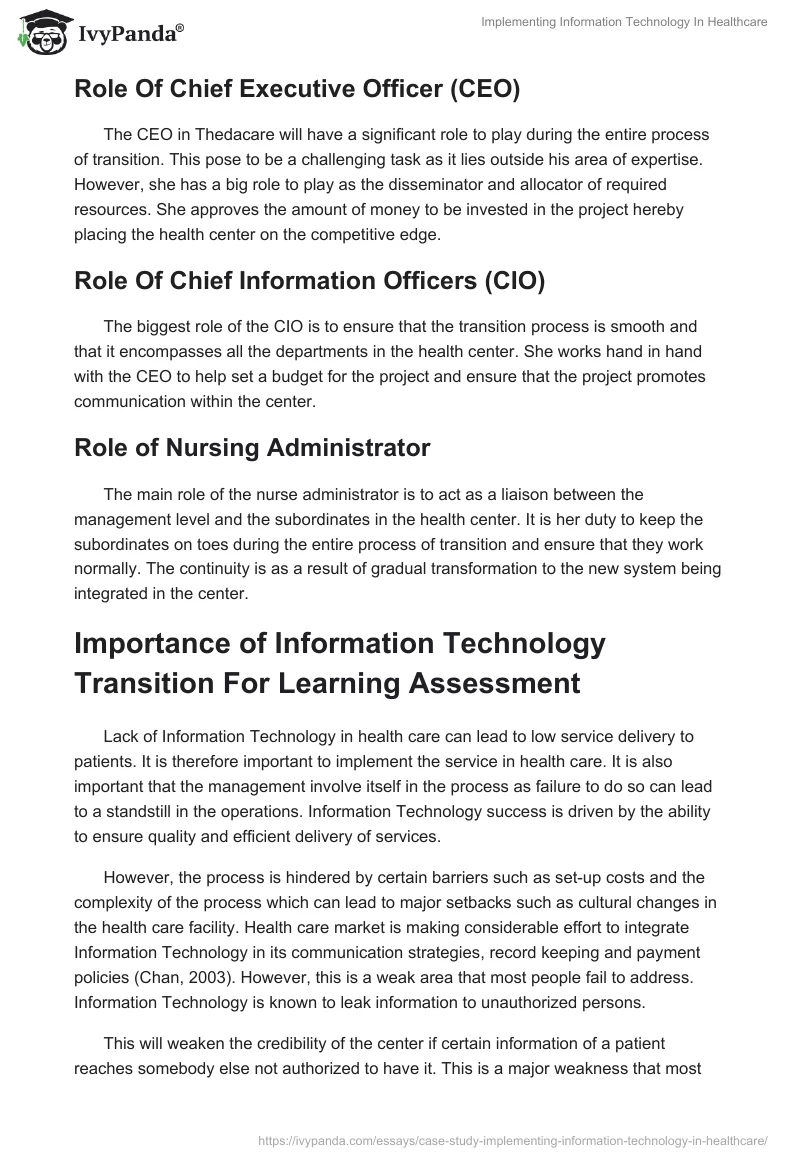 Implementing Information Technology In Healthcare. Page 3