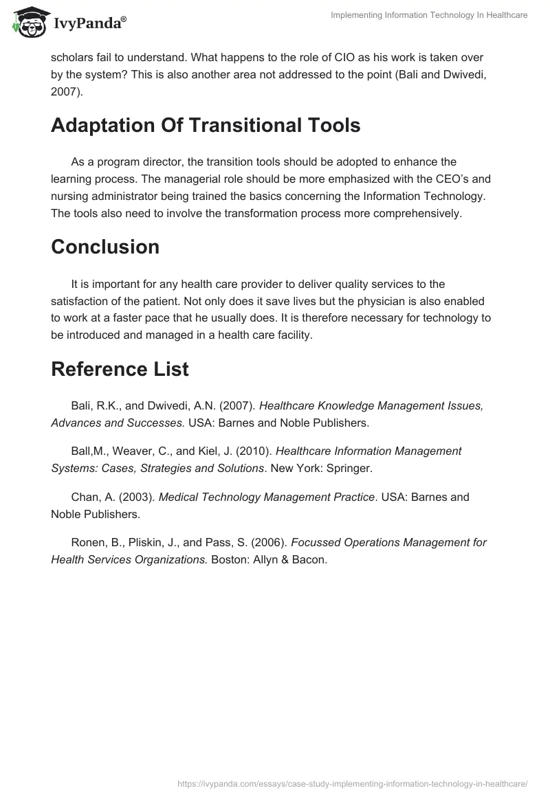 Implementing Information Technology In Healthcare. Page 4