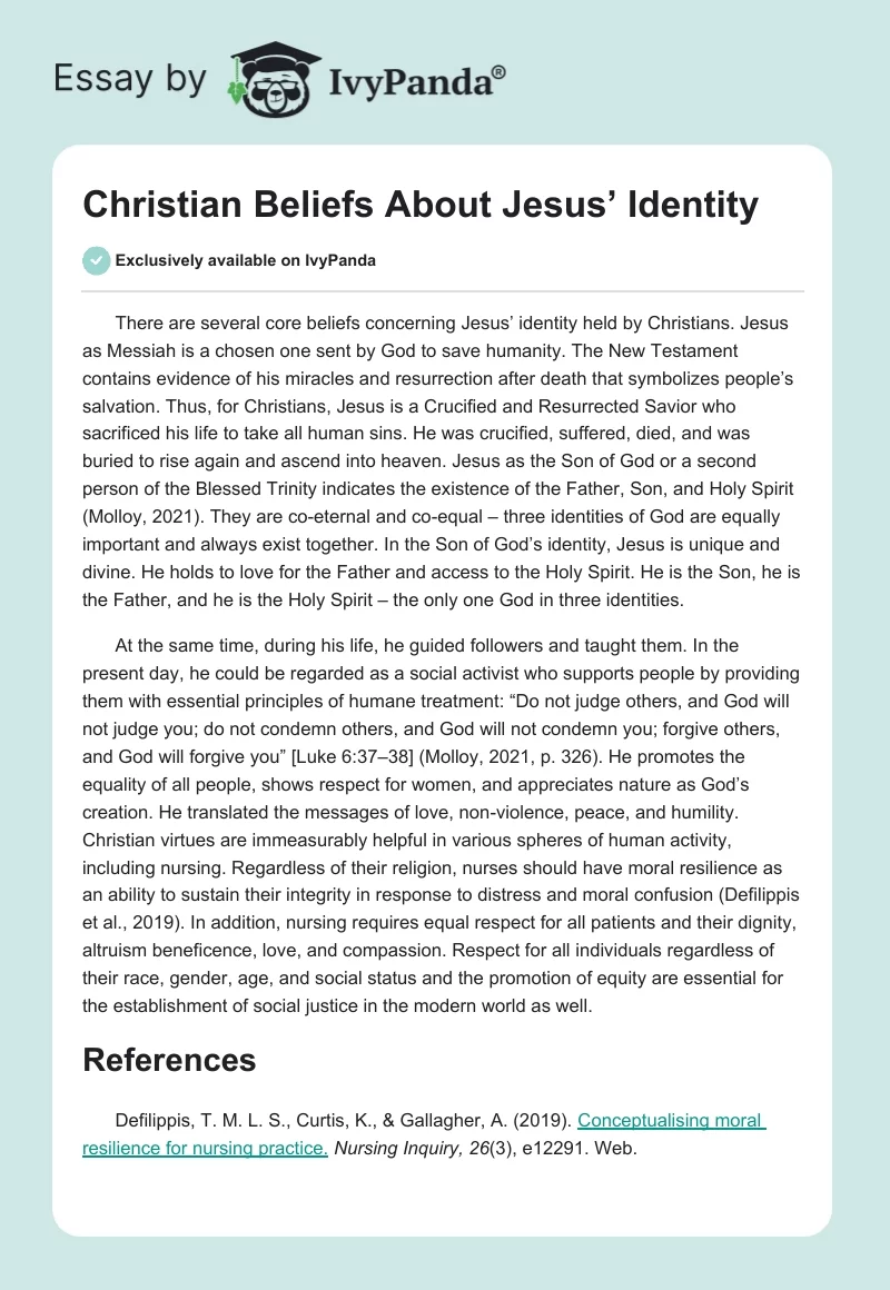 Christian Beliefs About Jesus’ Identity. Page 1