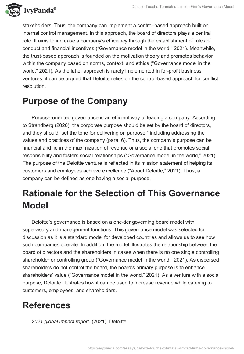Deloitte Touche Tohmatsu Limited Firm's Governance Model. Page 3