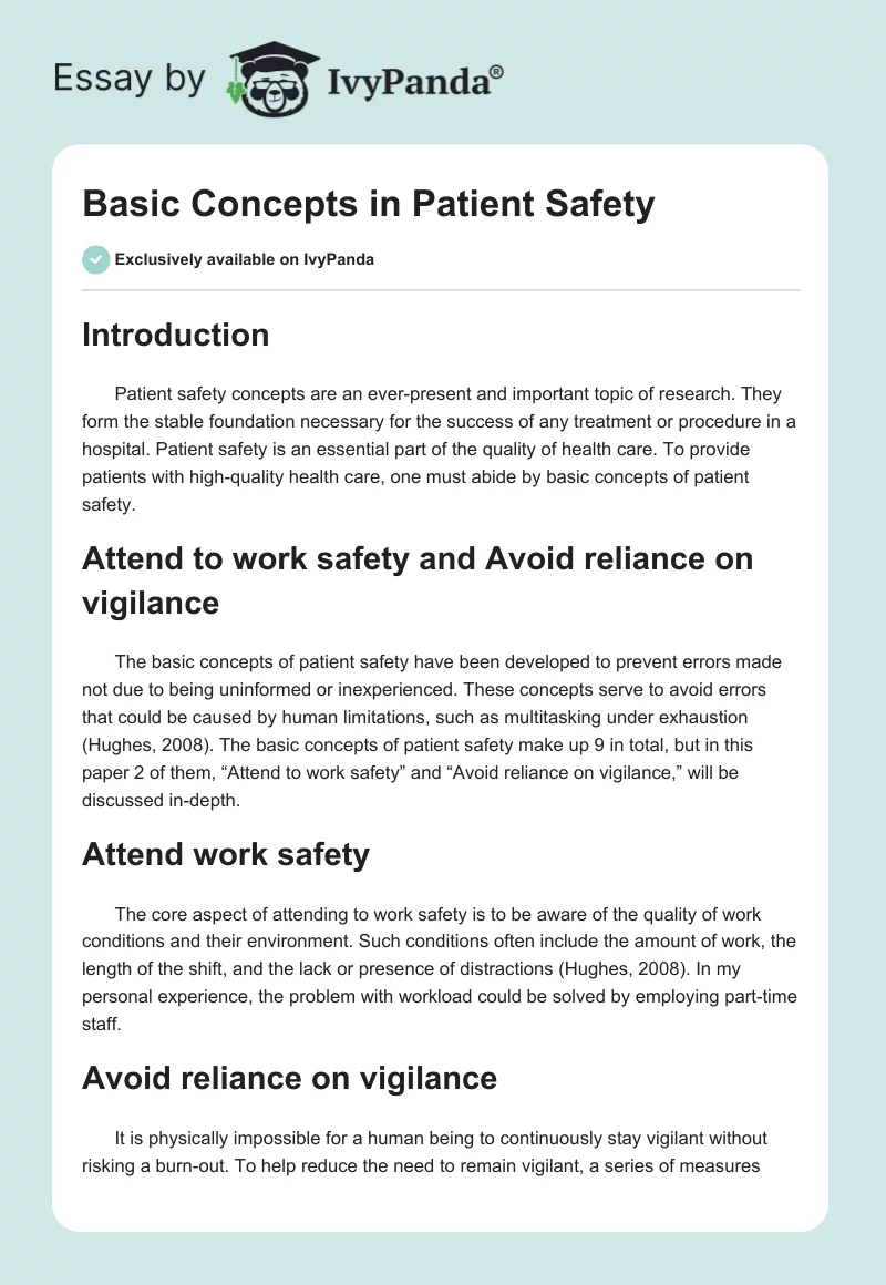 Basic Concepts in Patient Safety. Page 1