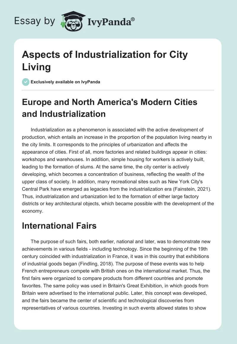 Aspects of Industrialization for City Living. Page 1