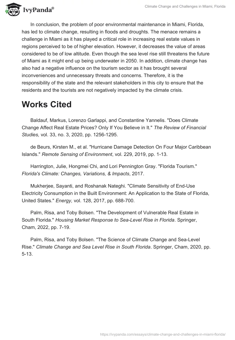 Climate Change and Challenges in Miami, Florida. Page 3