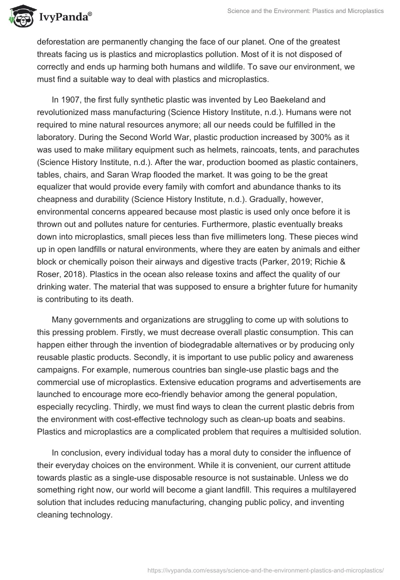 Science and the Environment: Plastics and Microplastics. Page 2