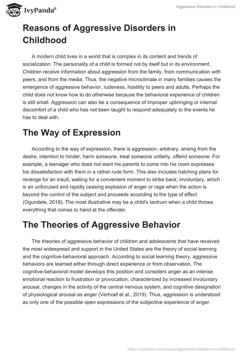 Aggressive Disorders in Childhood. Page 2