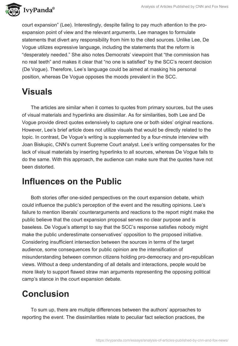 Analysis of Articles Published by CNN and Fox News. Page 2