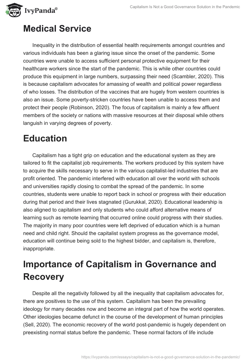 Capitalism Is Not a Good Governance Solution in the Pandemic. Page 2