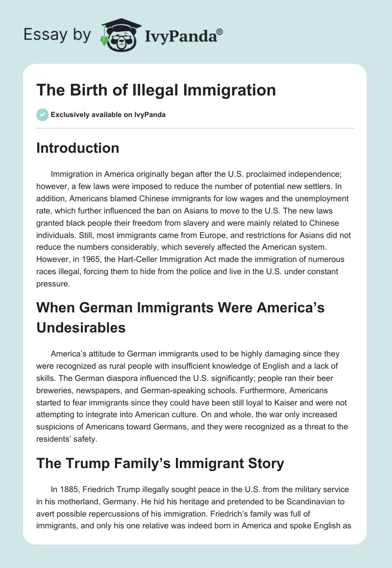 The Birth of Illegal Immigration. Page 1