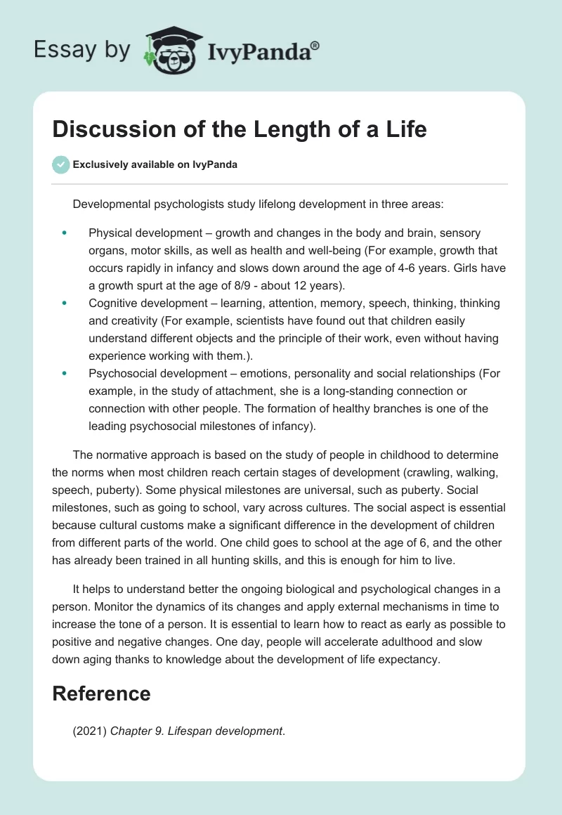 Discussion of the Length of a Life. Page 1