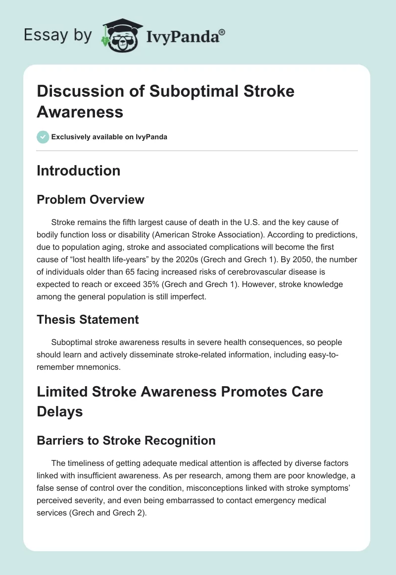 Discussion of Suboptimal Stroke Awareness. Page 1