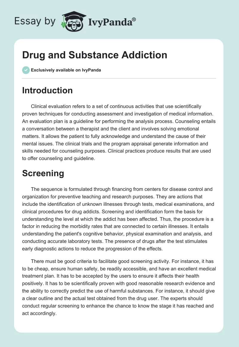 Drug and Substance Addiction. Page 1