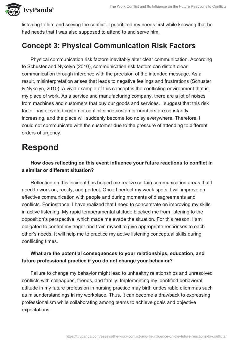 The Work Conflict and Its Influence on the Future Reactions to Conflicts. Page 3