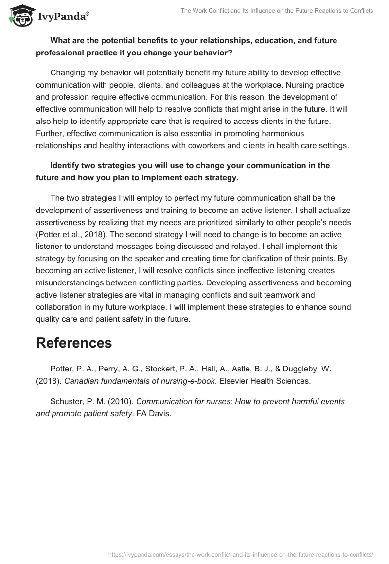The Work Conflict and Its Influence on the Future Reactions to Conflicts. Page 4