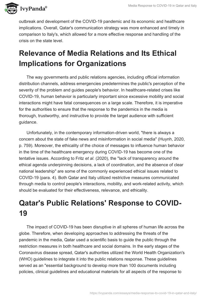 Media Response to COVID-19 in Qatar and Italy. Page 2