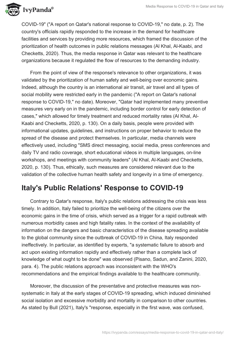 Media Response to COVID-19 in Qatar and Italy. Page 3